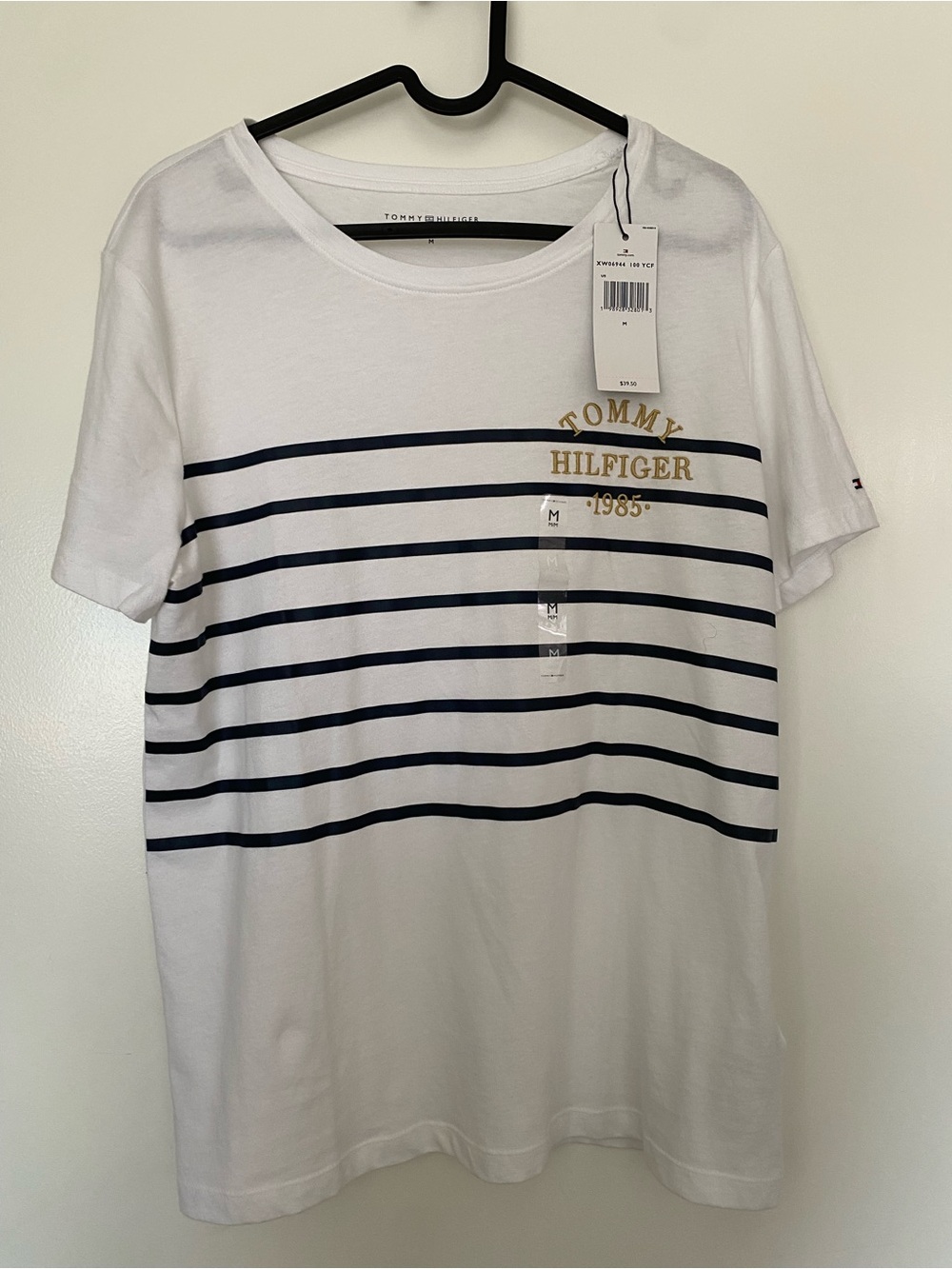NWT Tommy Hilfiger 1985 Logo Striped Crewneck T-Shirt - Size M